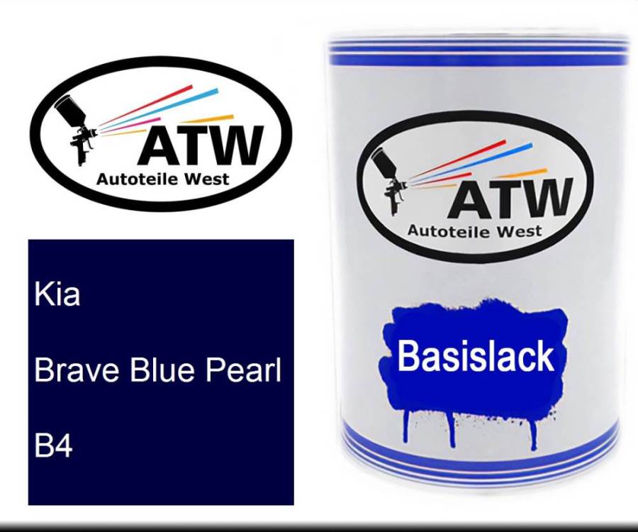 Kia, Brave Blue Pearl, B4: 500ml Lackdose, von ATW Autoteile West.